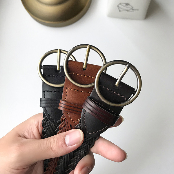 Kožni pleteni remen s metalnim prstenom