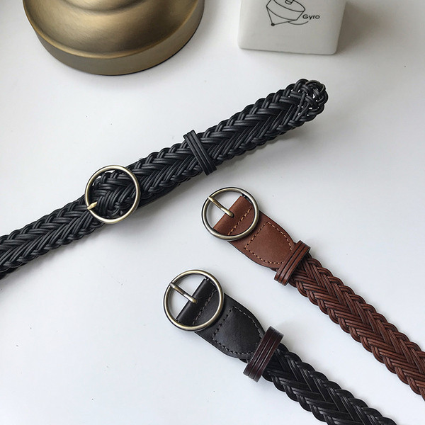 Kožni pleteni remen s metalnim prstenom