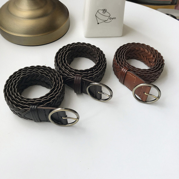 Kožni pleteni remen s metalnim prstenom