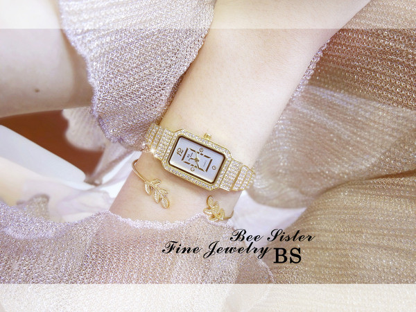 Elegants sieviešu kvarca pulkstenis ar akmeņiem