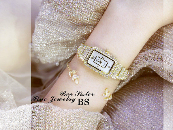 Elegants sieviešu kvarca pulkstenis ar akmeņiem