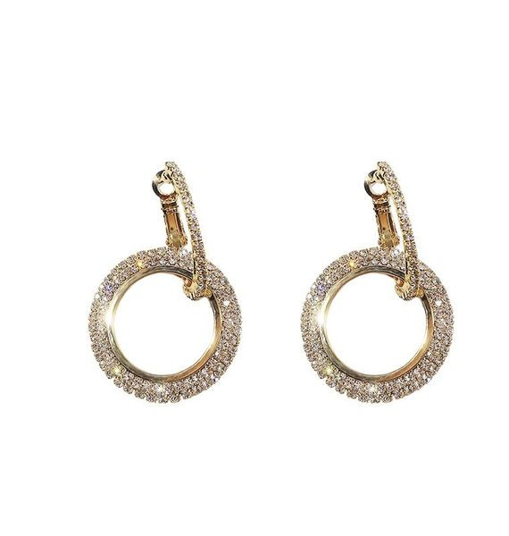 Kövekkel díszített, kerek női fülbevaló