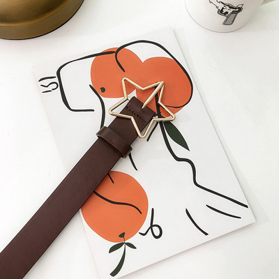 Sieviešu ādas josta ar metāla zvaigznīti