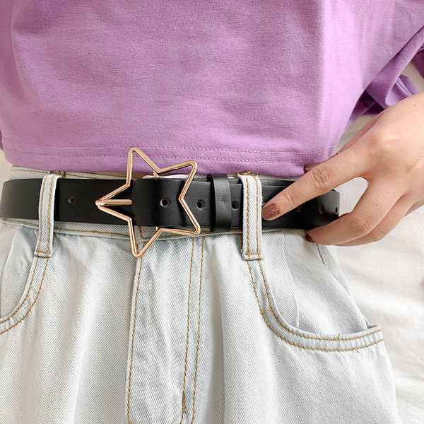 Sieviešu ādas josta ar metāla zvaigznīti