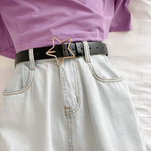 Sieviešu ādas josta ar metāla zvaigznīti