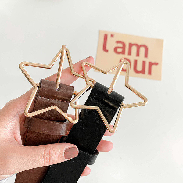 Sieviešu ādas josta ar metāla zvaigznīti