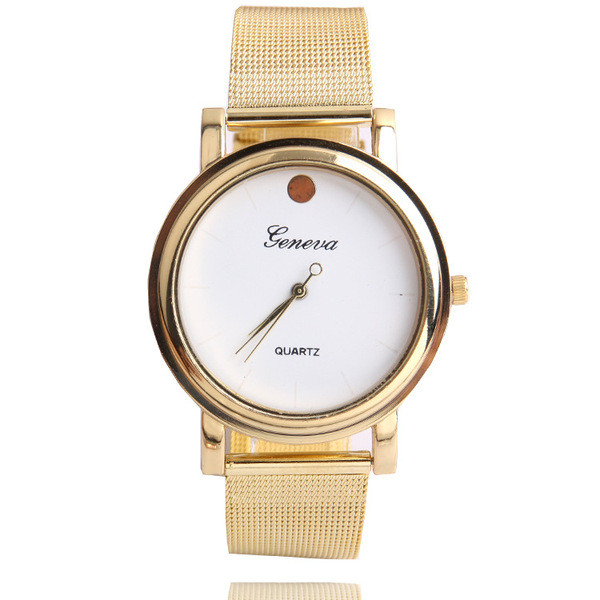 Moderns sieviešu zelta pulkstenis ar metāla siksniņu