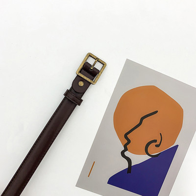 Női bőr öv négyzet alakú csattal