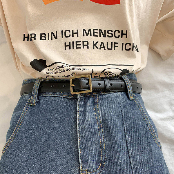 Sieviešu ādas josta ar kvadrātveida sprādzi