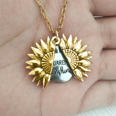 Modern női nyaklánc napraforgó medállal