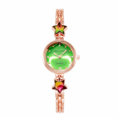 Модерен дамски часовник с цветни камъни във формата на звезда 