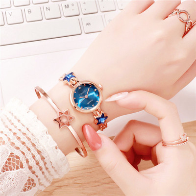 Moodne naiste käekell värviliste tähekujuliste kivikestega