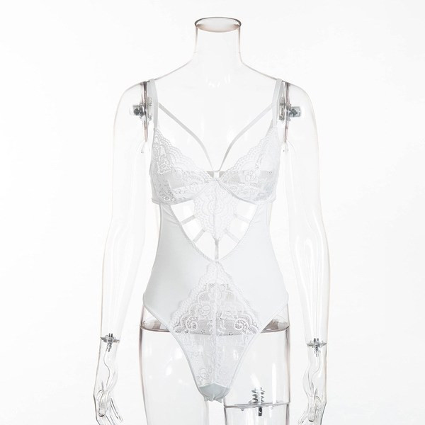 Sieviešu mežģīņu bodijs ar izgrieztām daļām