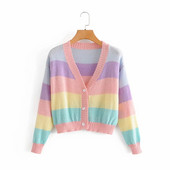 Csíkos női mellény spitz nyakkivágással és gombokkal