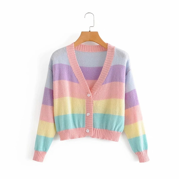 Csíkos női mellény spitz nyakkivágással és gombokkal