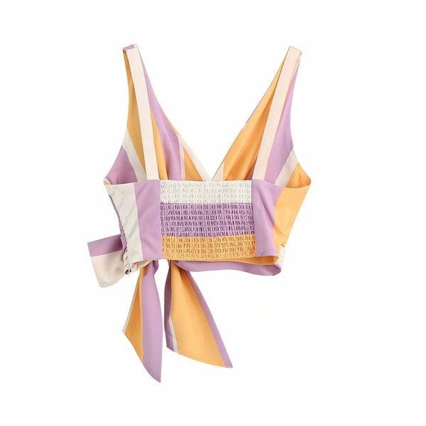 Új modell rövid csíkos női felső szalaggal