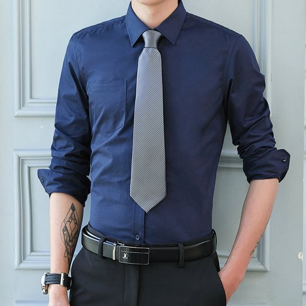 Elegáns férfi ing hosszú ujjal és gombokkal - nagy méretben