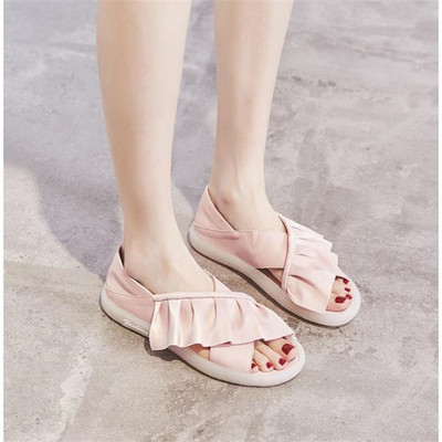 Eko bőrből készült női szandál lapos talppal, két színben