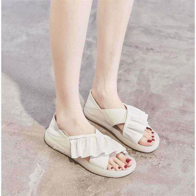 Eko bőrből készült női szandál lapos talppal, két színben