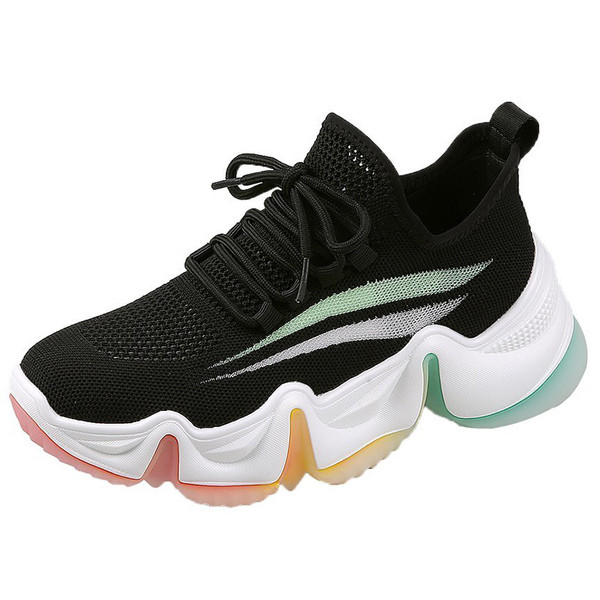 Alkalmi női tornacipő színes talppal és fűzővel