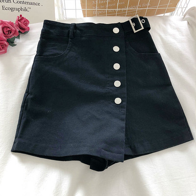 Fusta scurta de dama cu nasturi si talie inalta