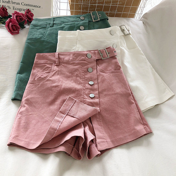 Fusta scurta de dama cu nasturi si talie inalta