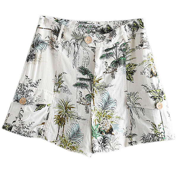 Női rövidnadrág új modellje, magas derékkal és zsebekkel