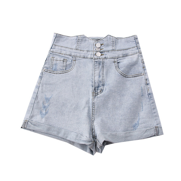 Γυναικεία σορτς τζιν με ψηλή μέση και σκισμένα μοτίβα