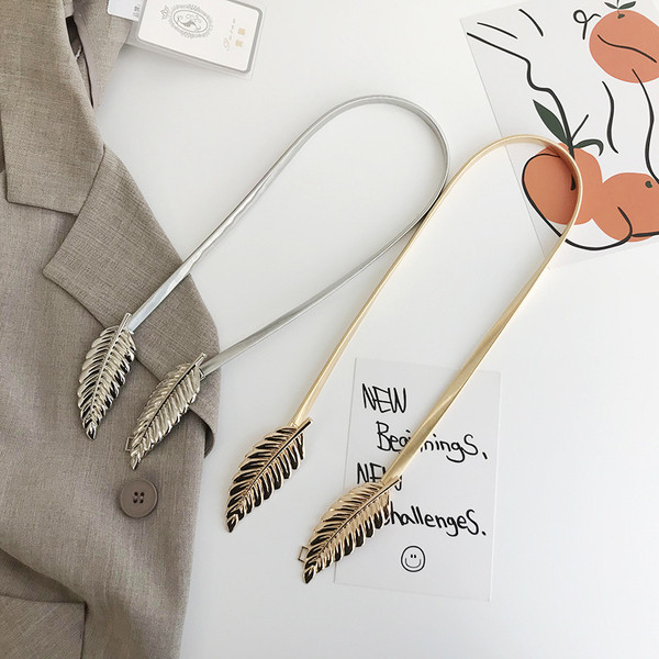 Modern női öv fém lapos elemmel