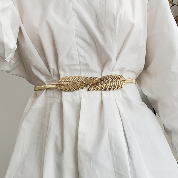 Modern női öv fém lapos elemmel