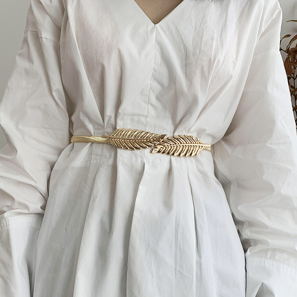 Modern női öv fém lapos elemmel