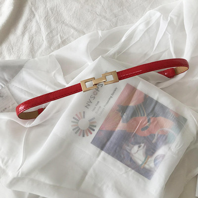 Női vékony eco-bőr öv fém csattal