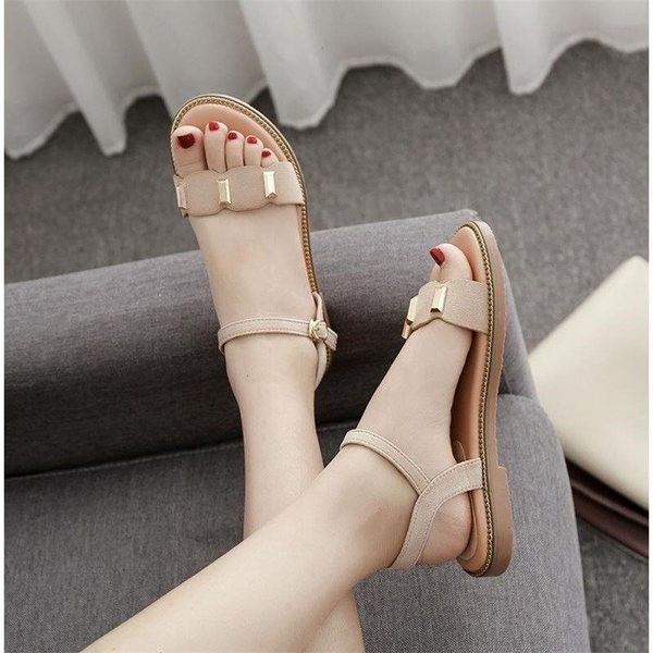 Ženske sandale od bež i crne umjetne kože