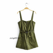 Moderan ženski kombinezon s remenom i tankim naramenicama u zelenoj boji