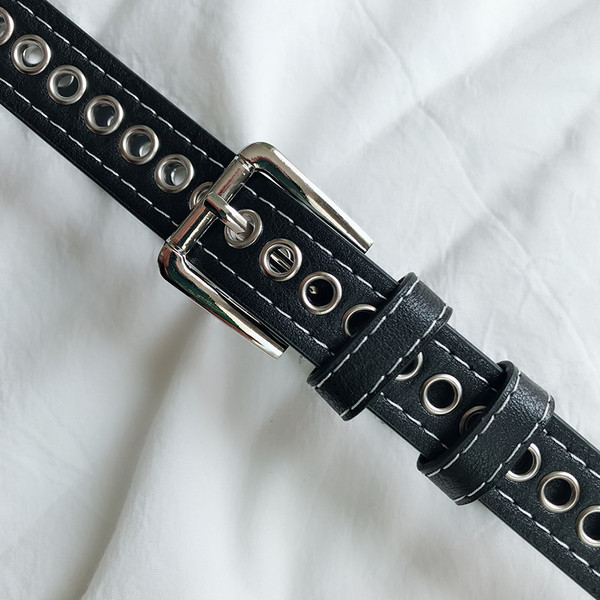 Modern női öv fém elemmel - öko bőr