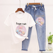 Modern női szett kétrészes póló + rövidnadrág