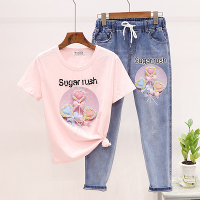 Modern női szett kétrészes póló + rövidnadrág