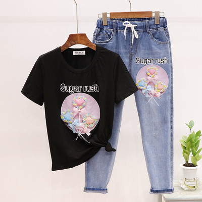 Modern női szett kétrészes póló + rövidnadrág