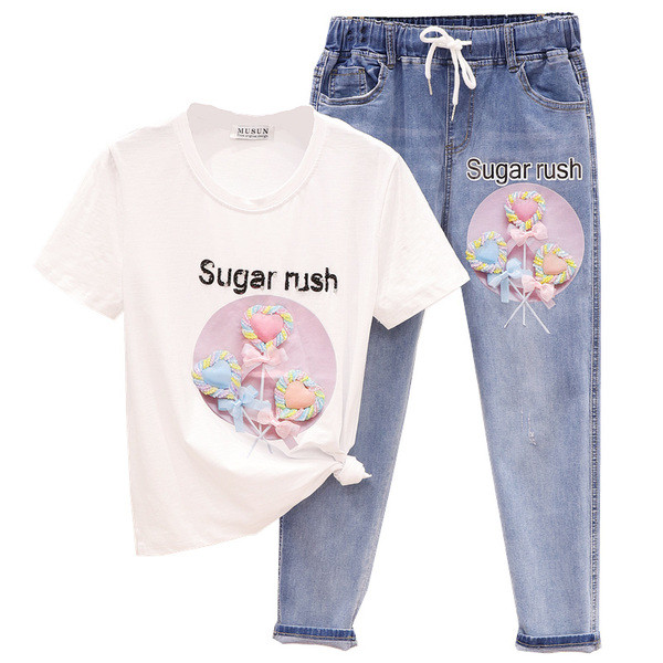 Modern női szett kétrészes póló + rövidnadrág