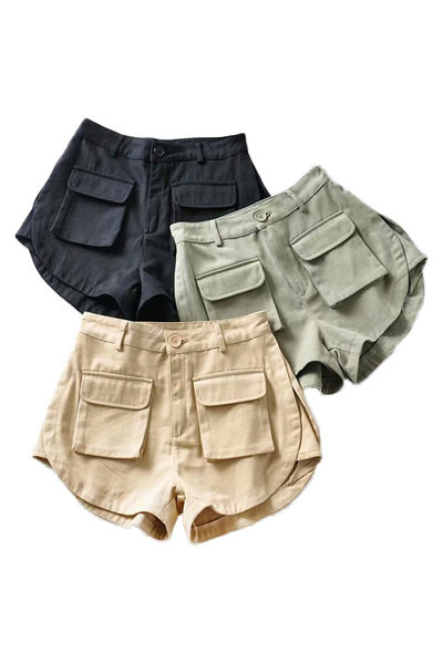 Vabaaja taskutega lühikesed püksid – kõrge vöökoht