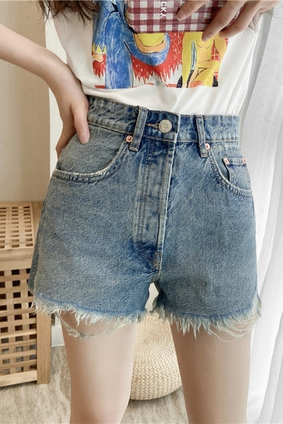 Új modell farmer rövidnadrág szakadt motívumokkal
