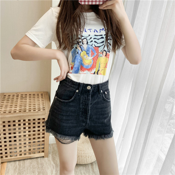 Új modell farmer rövidnadrág szakadt motívumokkal