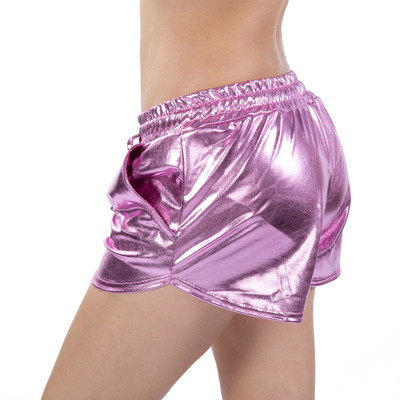 Alkalmi női rövidnadrág fényes hatással, zsebekkel