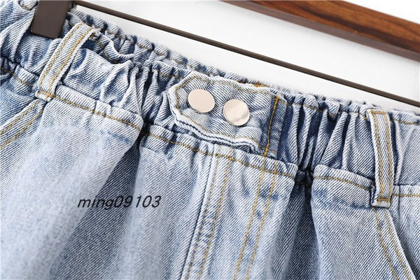 Lezser farmer rövidnadrág magas derékkal, kék színben