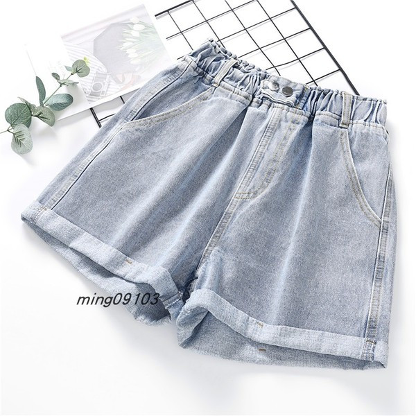 Lezser farmer rövidnadrág magas derékkal, kék színben