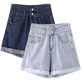 Női farmer rövidnadrág kék színben - magas derék