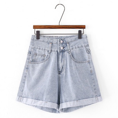 Női farmer rövidnadrág kék színben - magas derék