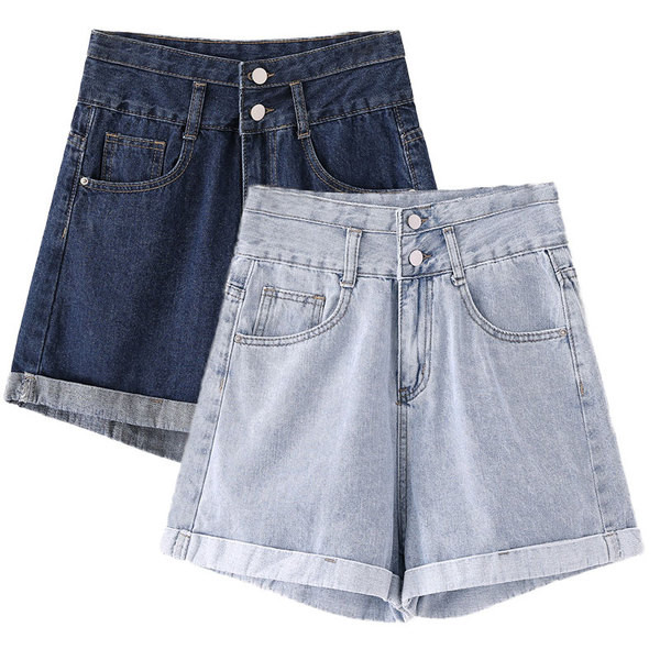 Női farmer rövidnadrág kék színben - magas derék