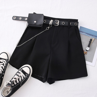 Női rövidnadrág - övvel és magas derékkal