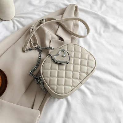 Κομψή γυναικεία έκο δερμάτινη τσάντα με μακριά αλυσίδα